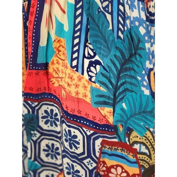 Farm Rio Sleeveless Forest Tiles V-Neck Midi Dress – Size XS - Picture 8 of 11